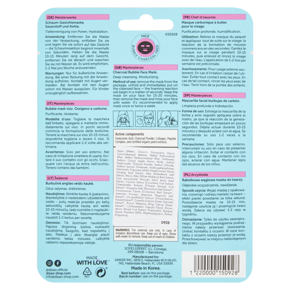 Maschera Viso Purificante Al Carbone Bubble Mask Dizao - Foto 3