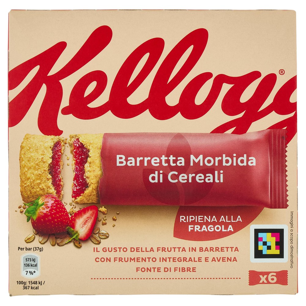Barretta Morbida Di Cereali Ripiena Alla Fragola 6x37g Kellogg's - Foto 1