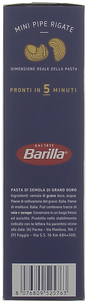 Pasta Mini Pipe Rigate Piccolini 100% Grano Italiano Barilla - Foto 2