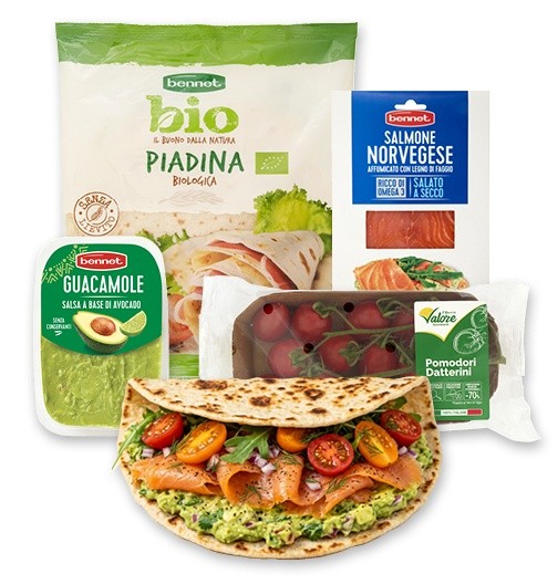 Piadina x3 con Salmone, Salsa Guacamole e Pomodorini - Foto 1