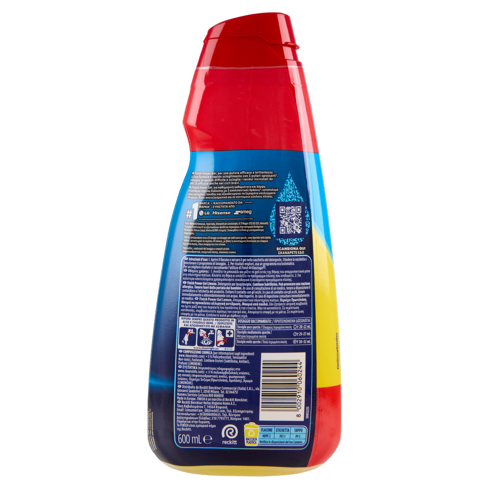 Power Gel Detersivo Liquido Per Lavastoviglie Limone 30 Lavaggi Finish - Foto 3