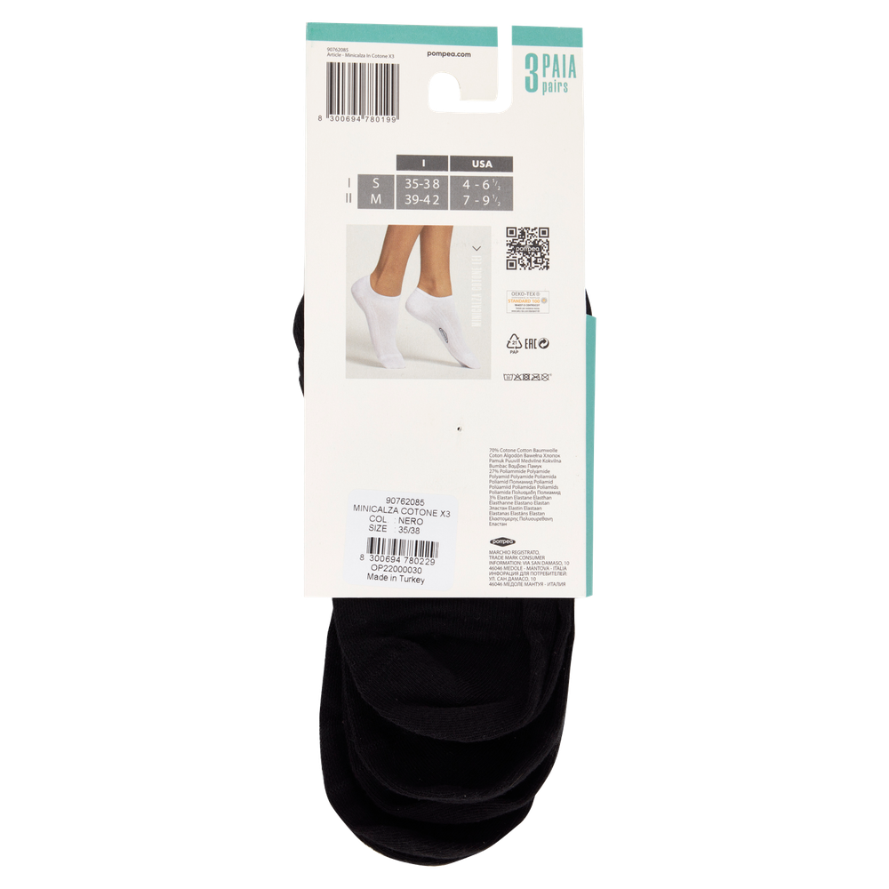 Minicalze Donna 35/38 Nero Conf Da 3 Pompea