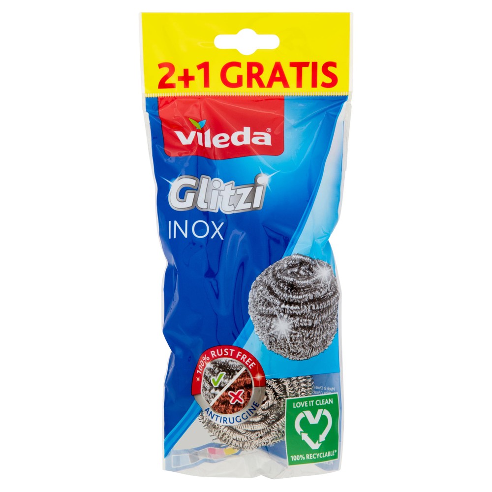 Paglietta Abrasiva Inox Glitzi Vileda, Conf. Da Pz.2+1 Omaggio - Foto 1