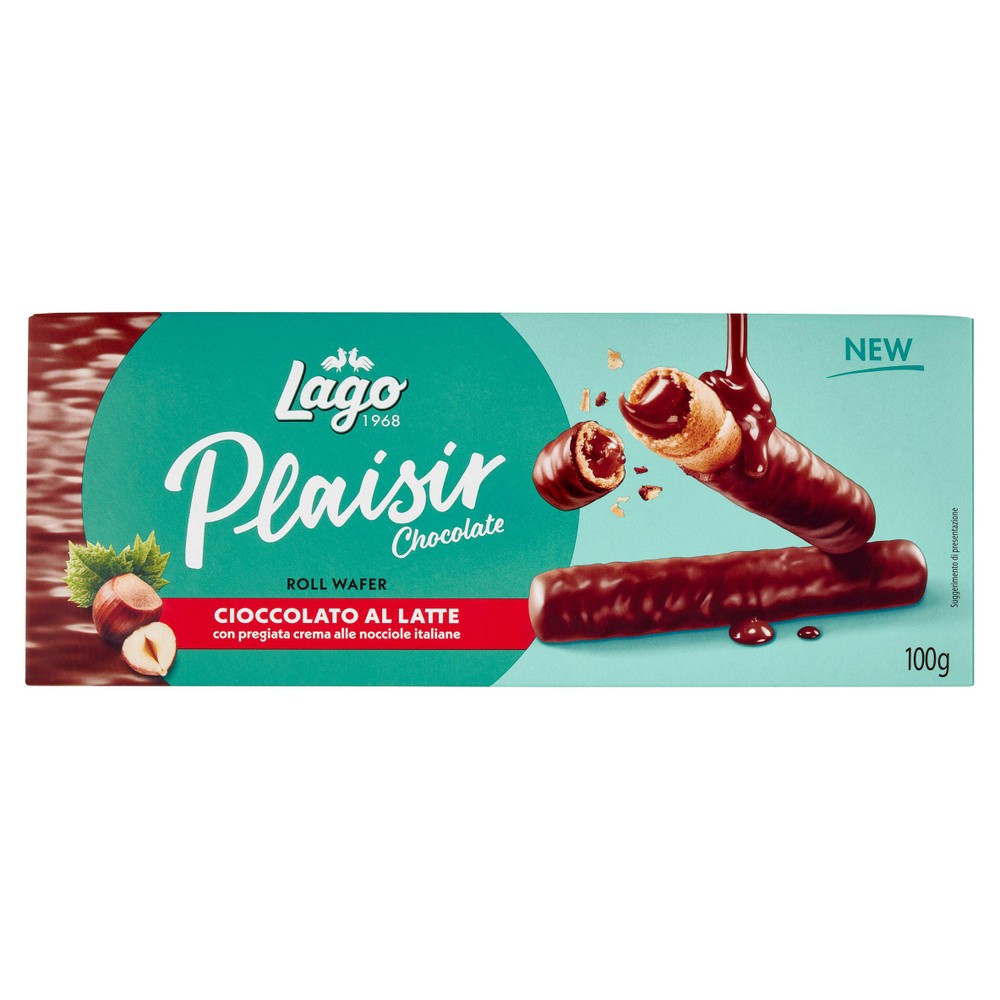Roll Wafer Plaisir Chocolate Al Latte Con Crema Alle Nocciole Lago - Foto 1