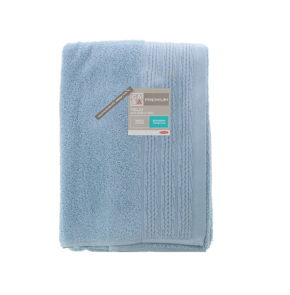 Telo Spugna Cm100x150 Bordo A Rilievo Azzurro Chiaro Casa Premium - Foto 1