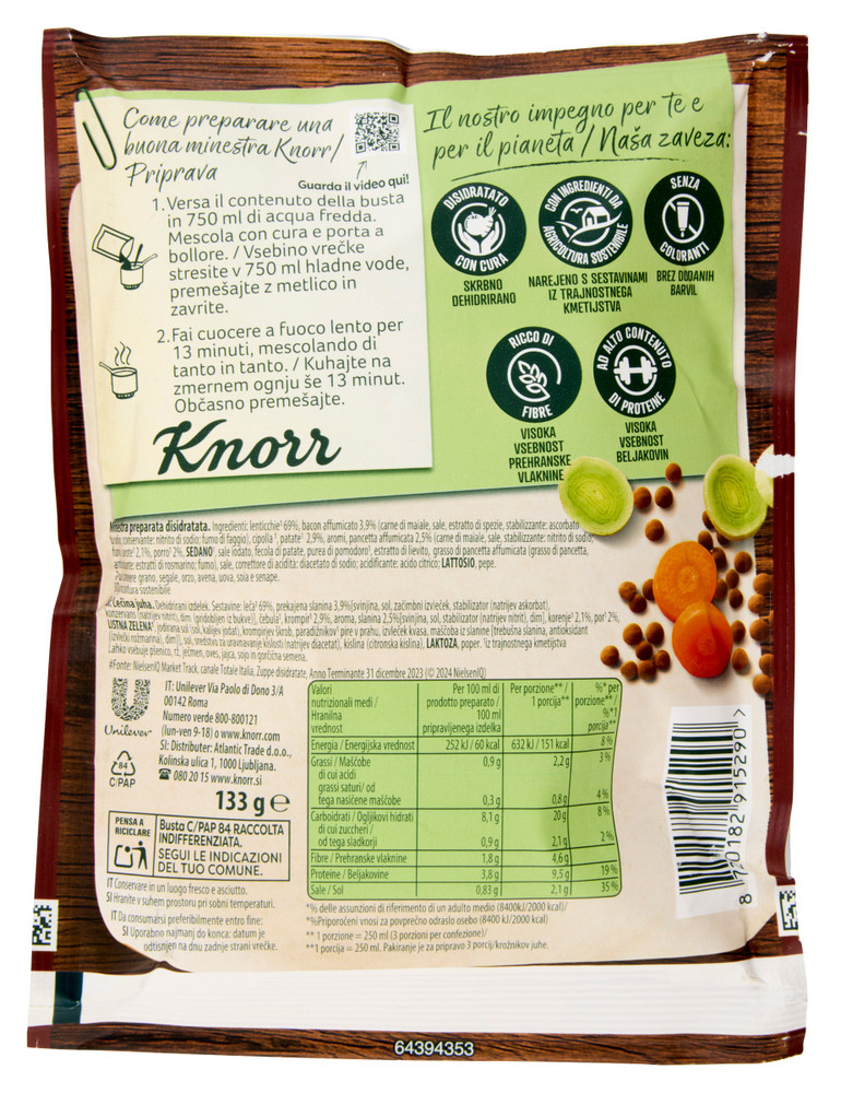 Zuppa Di Lenticchie In Busta Ricca Di Fibre Knorr - Foto 3