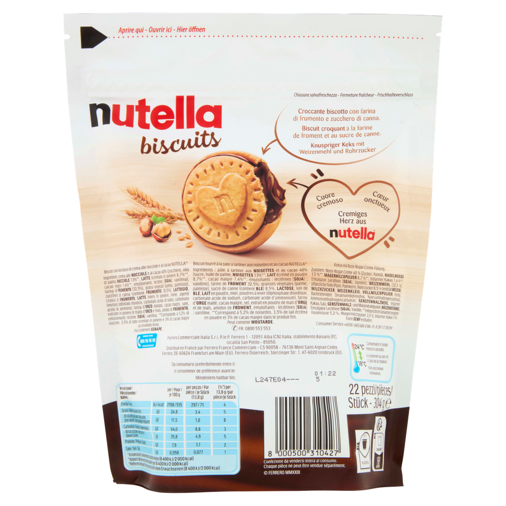 Biscotti Nutella Biscuits Con Crema Di Nocciole E Cacao 22x13g Nutella - Foto 3