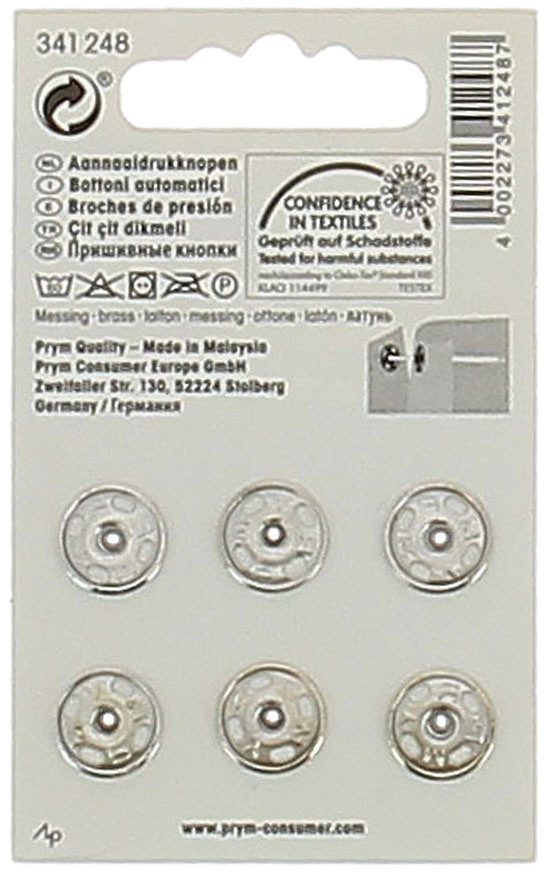 6 Bottoni Automatici Argento 13mm. Prym - Foto 2