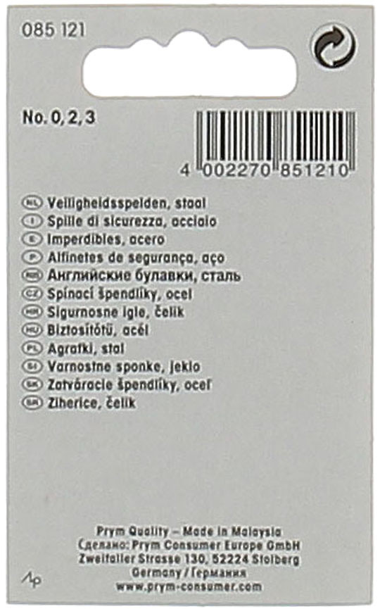 18 Spille Di Sicurezza In Acciaio Nere Assortite Misure 0/2/3 Prym - Foto 2