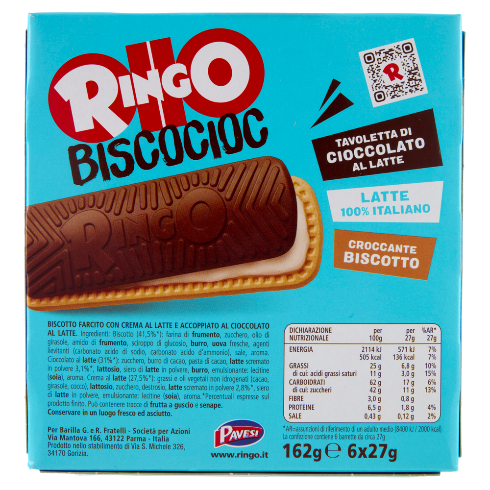 Biscotti Biscocioc Con Crema Al Latte E Cioccolato 6x27g Ringo - Foto 3