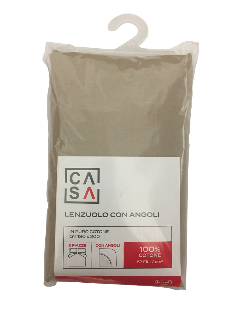 Lenzuolo Con Angoli Tinta Unita 2 Piazze Cm180x200 Beige Casa - Foto 1