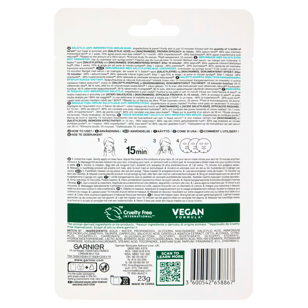 Maschera Viso Anti Imperfezioni Pure Active Garnier - Foto 3