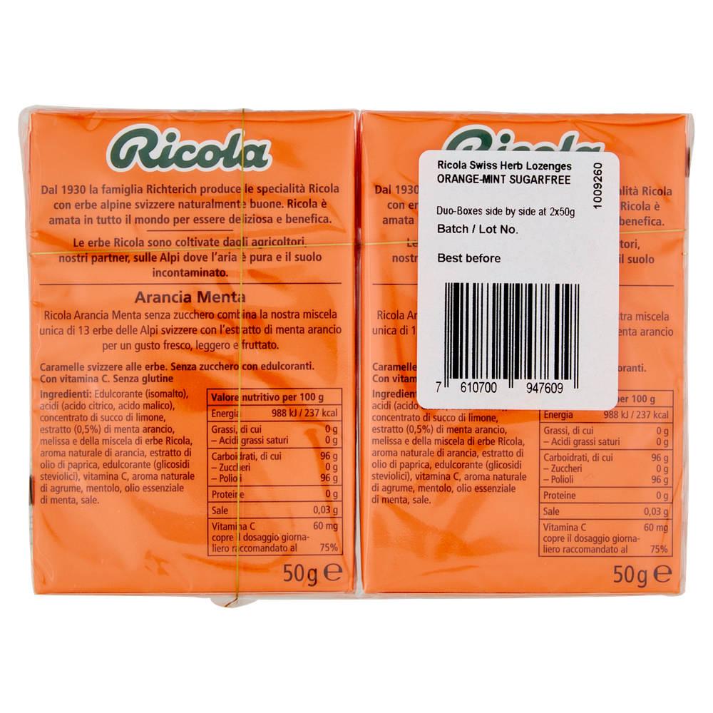 Caramelle Arancia Menta Senza Zucchero Con Vitamina C 2x50g Ricola - Foto 3