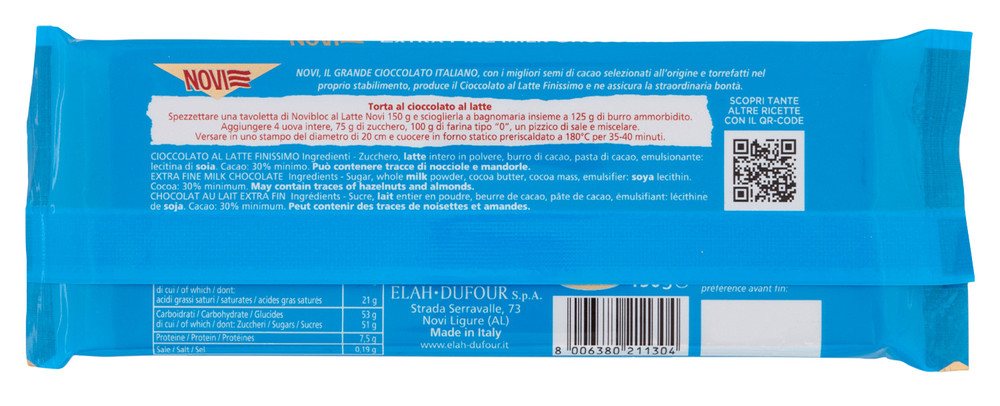 Tavoletta Di Cioccolato Noviblo Al Latte Finissimo 30% Di Cacao Novi - Foto 3