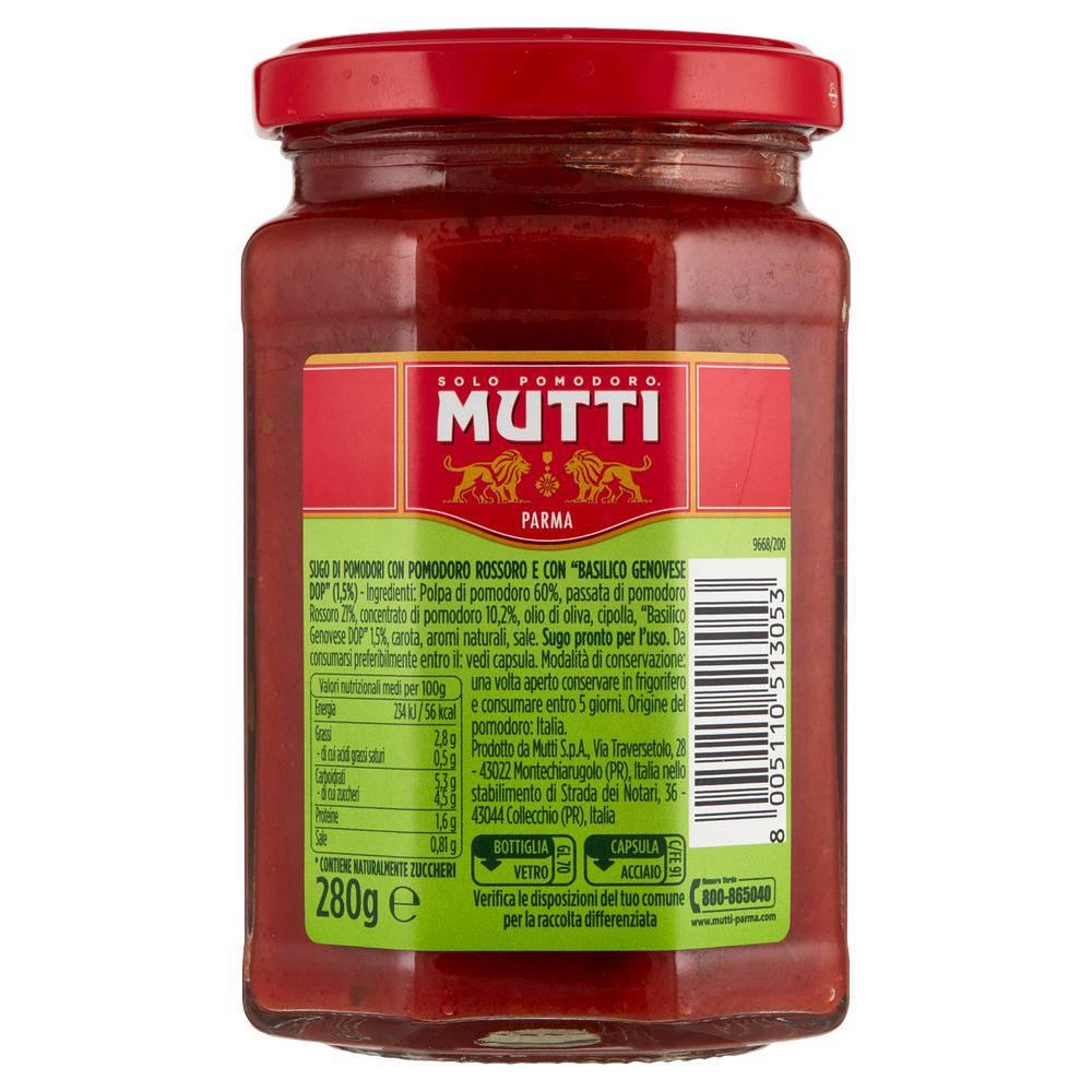 Sugo Con Pomodoro Rossoro E Basilico Genovese Dop Mutti - Foto 3