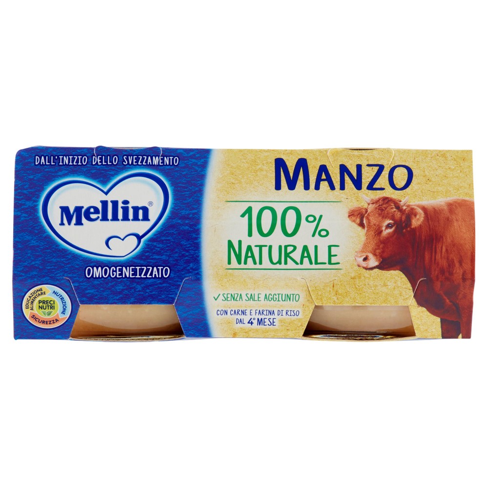 Omogeneizzato Carne Dal 4° Mese Di Manzo 2x80g Mellin - Foto 1