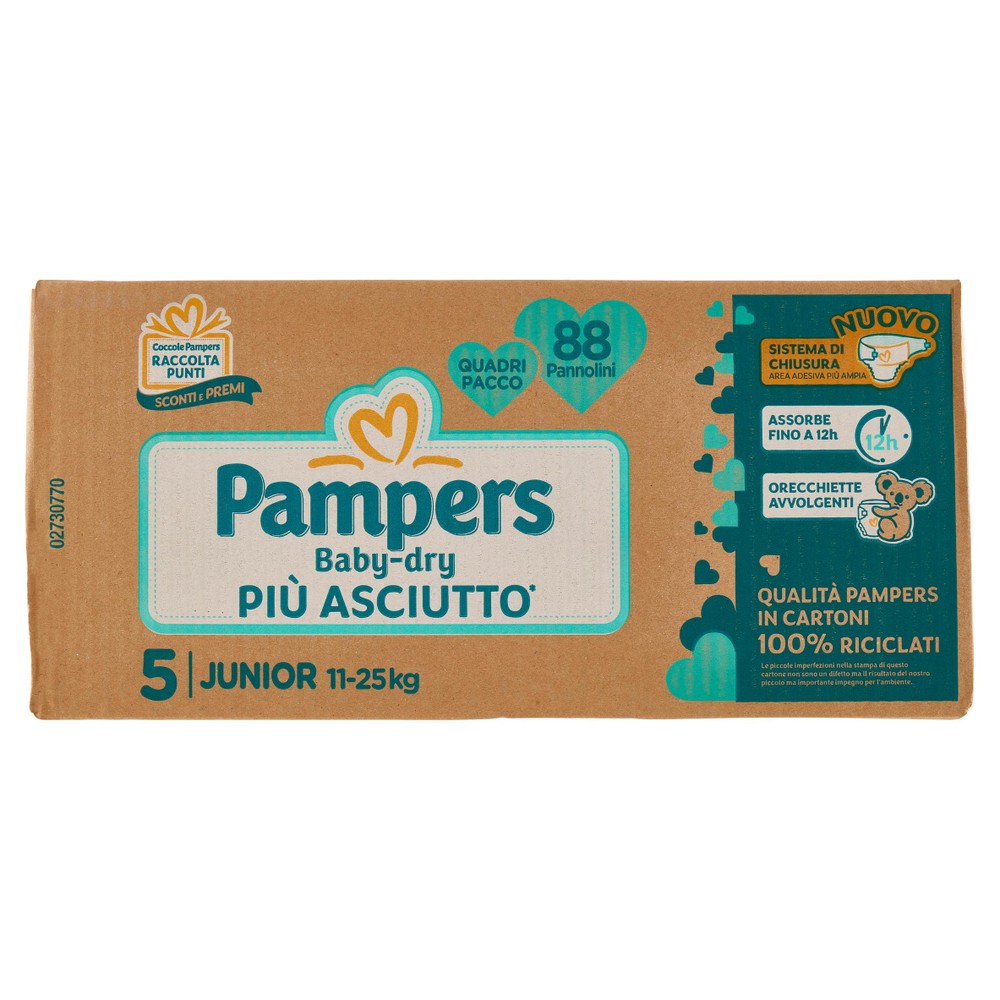 Pannolini Pampers Baby Dry Quadripack, Tg 5 Junior (11-25 Kg) Pampers