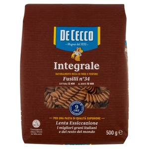 Pasta Fusilli Integrali N.34 De Cecco - Foto 1