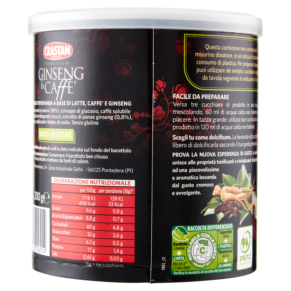 Preparato Solubile Per Ginseng E Caffè Con Latte Da Zuccherare Crastan - Foto 3