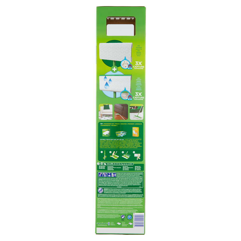 Swiffer Starter Kit Scopa Lavapavimenti 1 Scopa, 8 Panni + 3 Umidi - Foto 3
