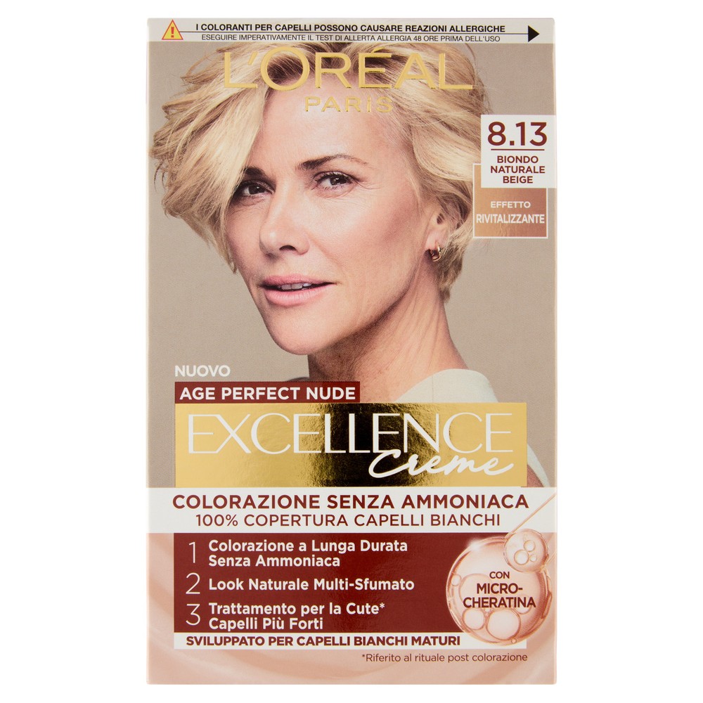 Colorazione Capelli Excellence Nude 8.13 Biondo Beige - Foto 1