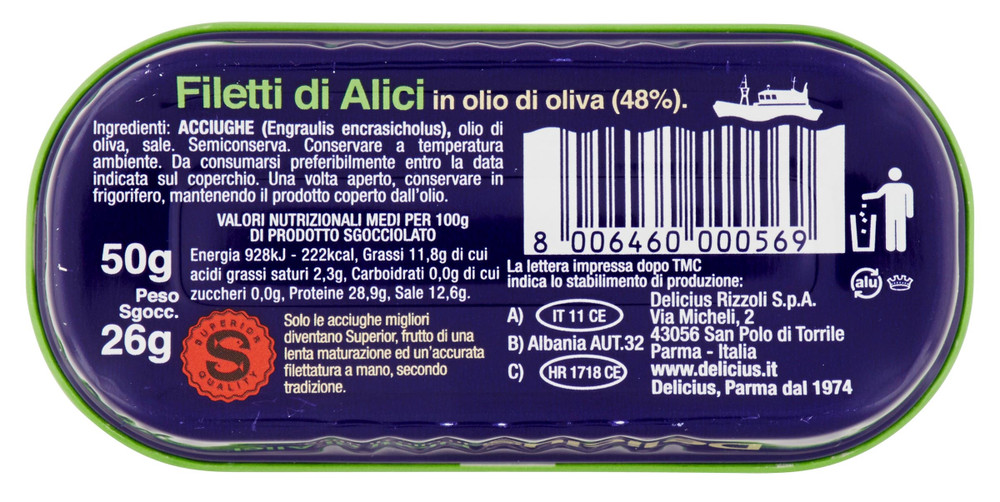 Filetti Di Alici Superior In Olio D'oliva Delicius - Foto 3