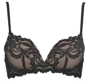 Reggiseno Push Up In Pizzo Senza Ferretto 4 Nero Infiore - Foto 1