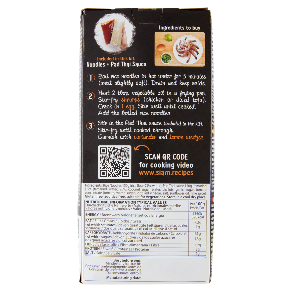 Siam Noodles Kit Pad Thai Rice Noodles & Pad Thai Sauce 300 G - Foto 3