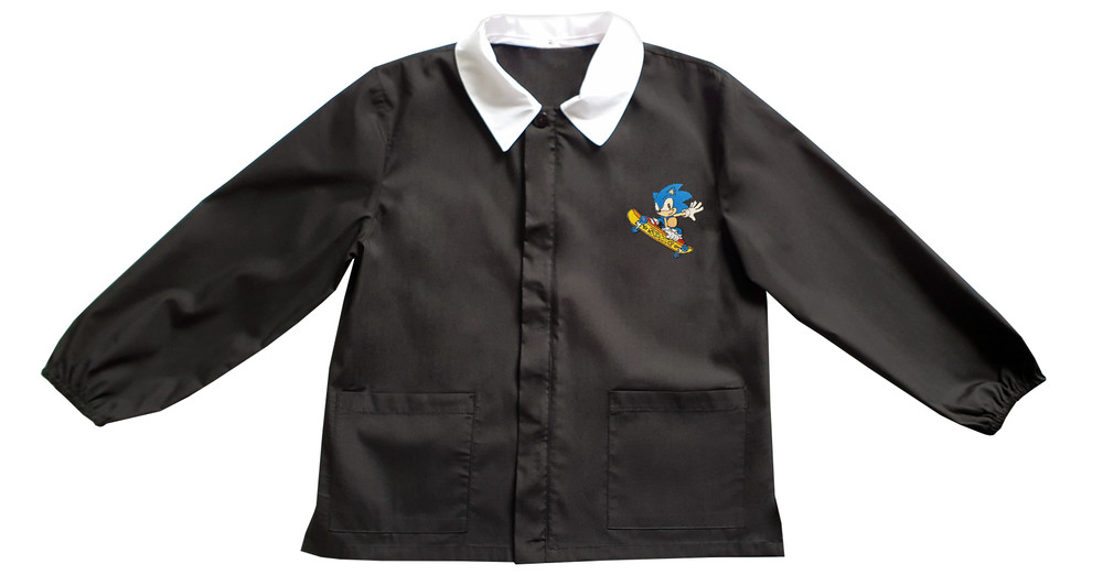 Casacca Scuola Bambino Con Cerniera 9 Anni Nero Ricamo Sonic - Foto 1