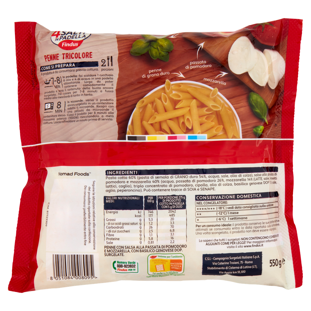 Penne Tricolore Con Pomodoro E Mozzarella 4 Salti In Padella Findus - Foto 3