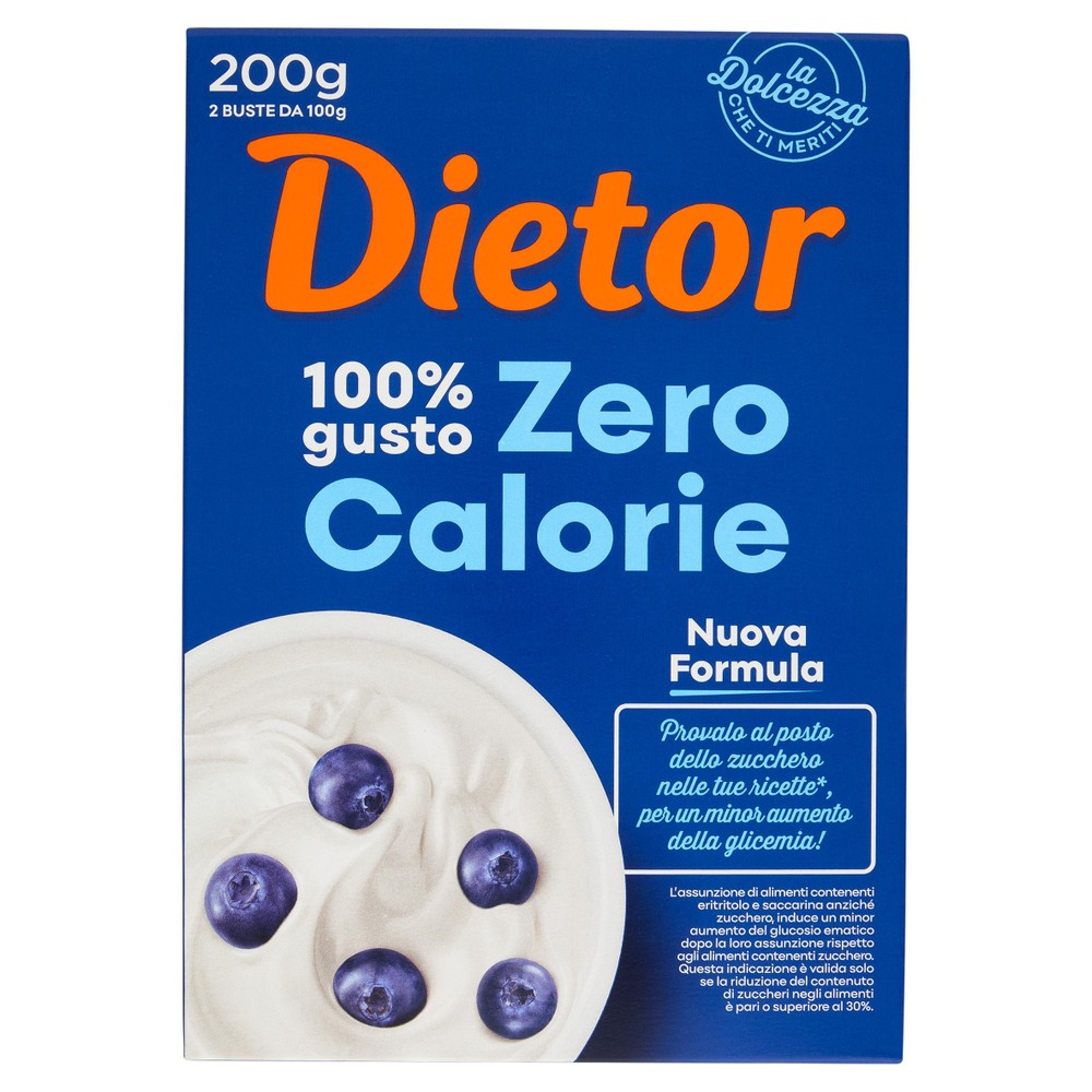 Dolcificante Con Eritritolo E Saccarina Senza Calorie 2x100g Dietor - Foto 1