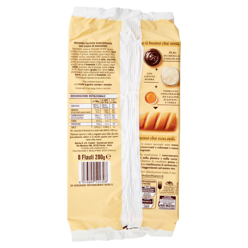 Merendine Flauti Cioccolato Senza Additivi 8x35g Mulino Bianco - Foto 3