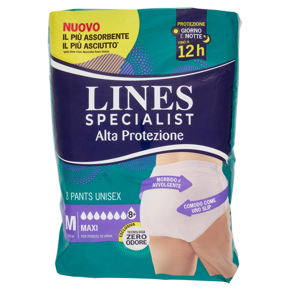 8 Pants Maxi Unisex Per Incontinenza Taglia M Lines Specialist - Foto 1