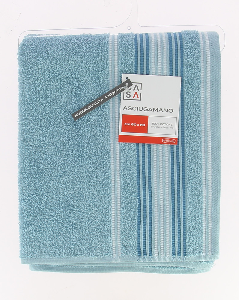 Asciugamano Spugna Bordo Jacquard Cm60x110 Azzurro Chiaro Casa - Foto 1