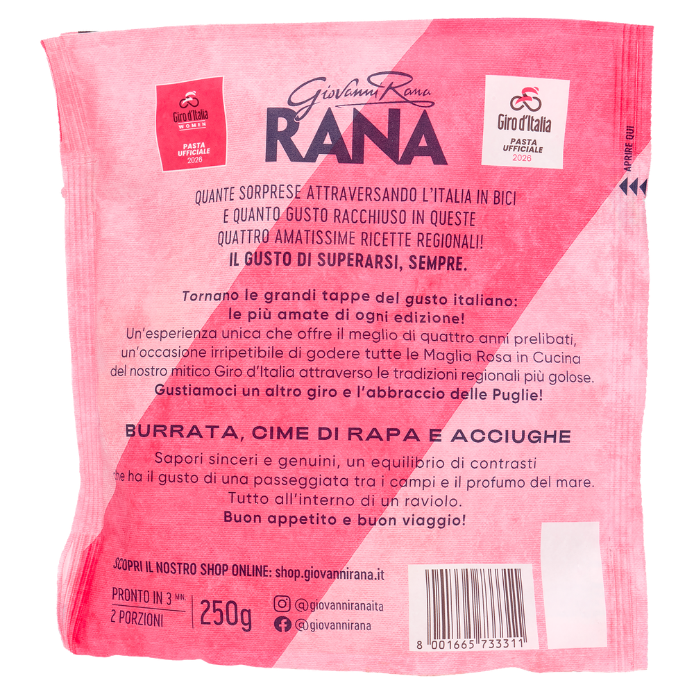 Giovanni Rana Giro D'italia Ravioli Con Burrata Cime Di Rapa Acciughe - Foto 3