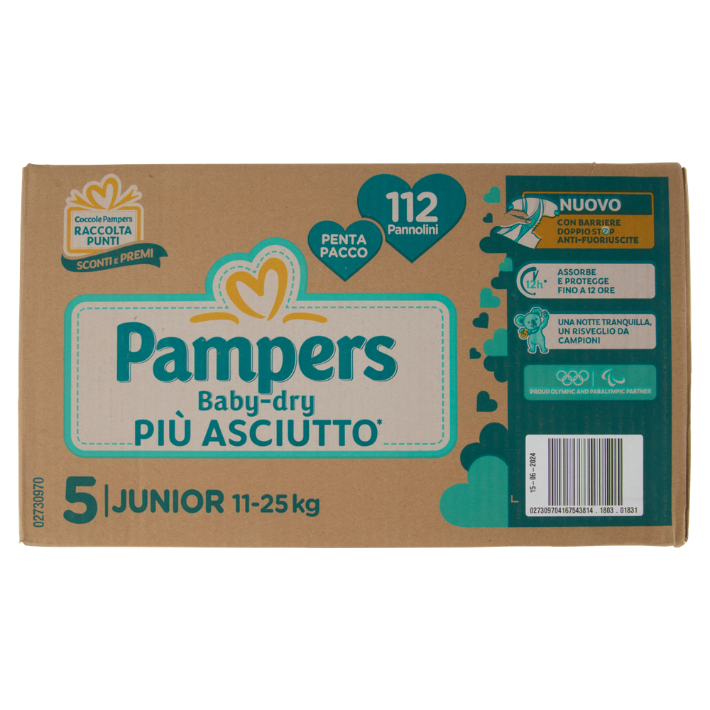 112 Pannolini Baby Dry Pentapack Junior Pampers - Foto 3