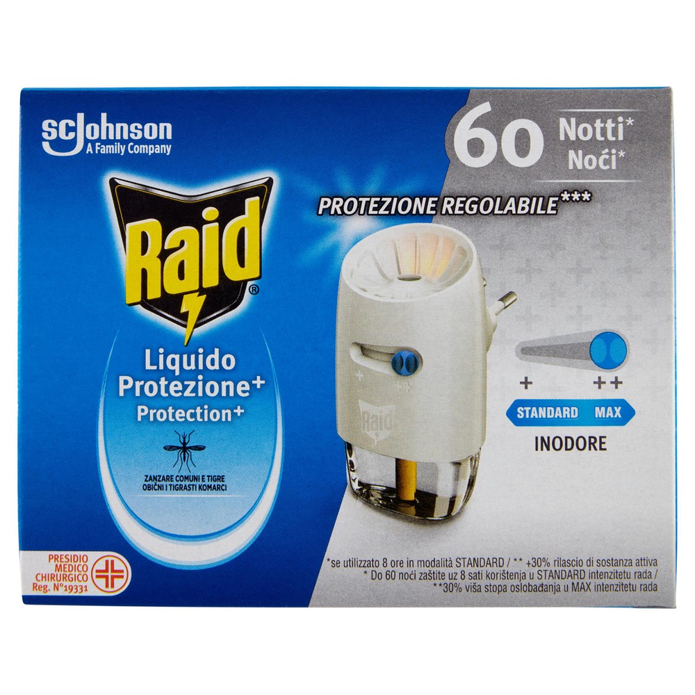 Raid Liquido Elettrico Protezione+ Antizanzare Base 60 Notti