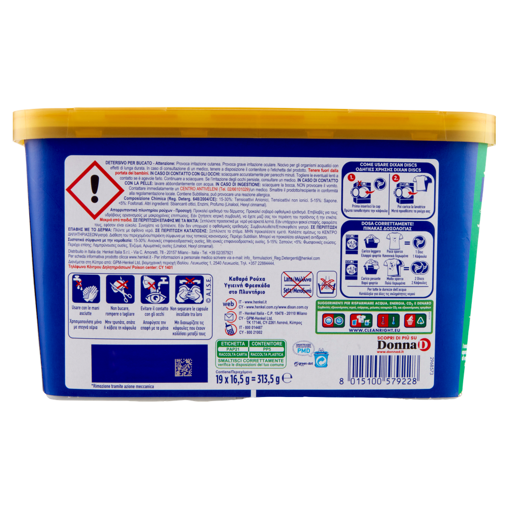 Detersivo Predosato Per Lavatrice Igienizzante 19 Discs Dixan - Foto 3