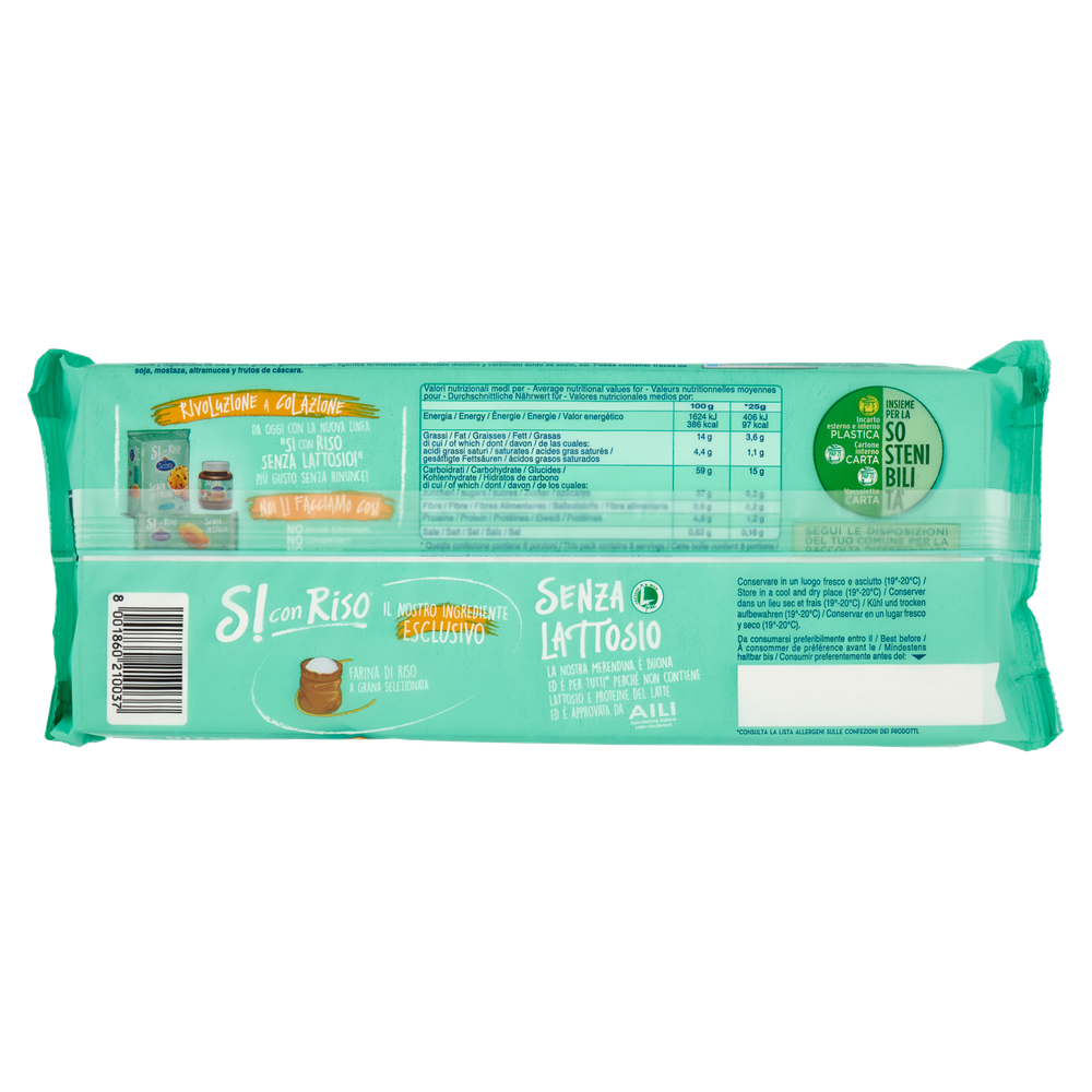 Merendina Sì Con Riso Senza Lattosio Pan Di Spagna 8x25g Riso Scotti - Foto 3