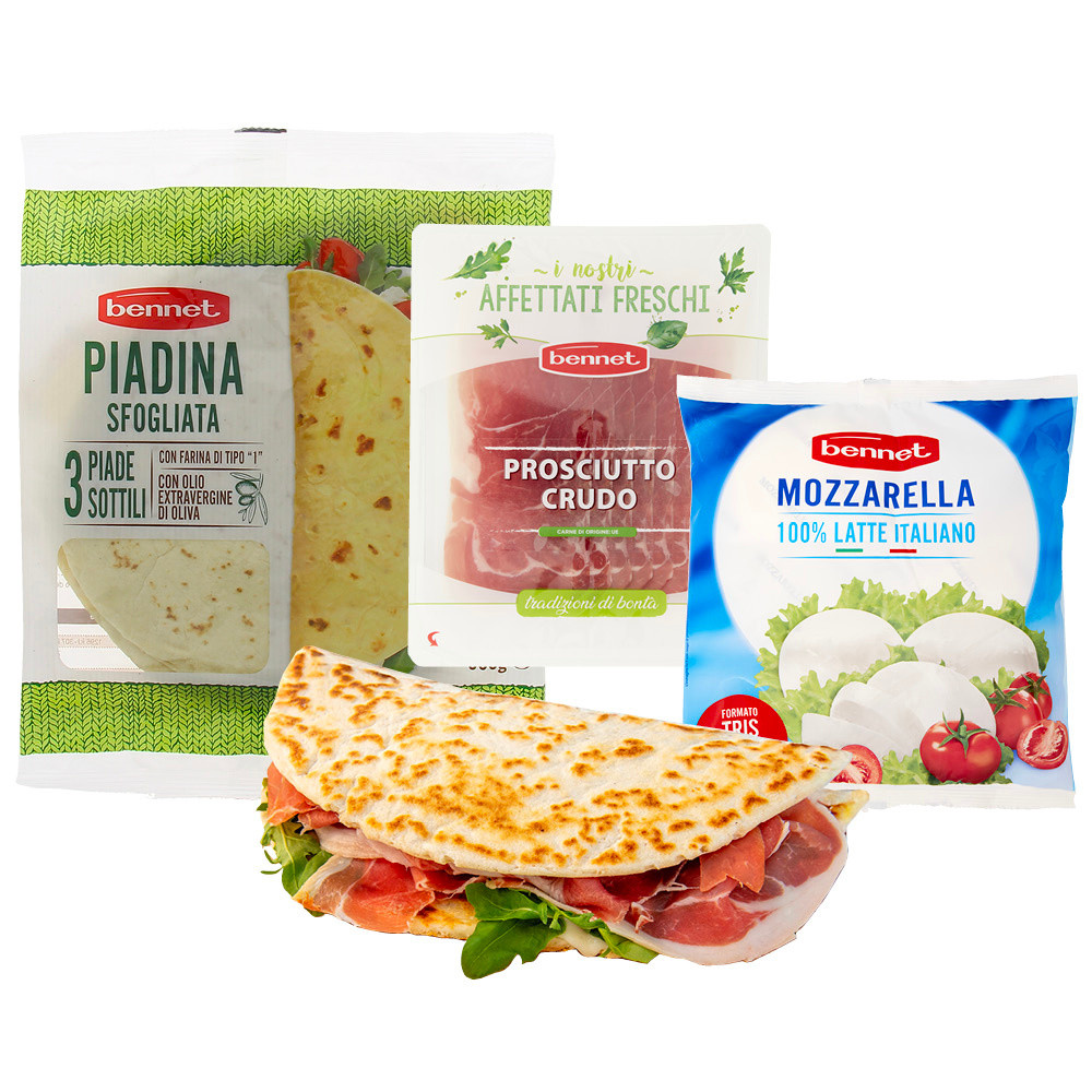 Piadina x3, prosicutto crudo e mozzarella - Foto 1
