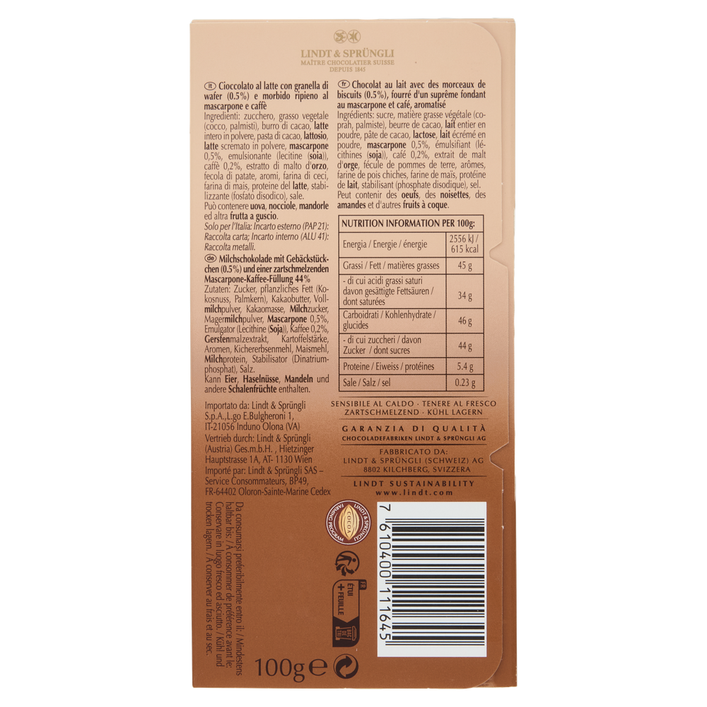 Tavoletta Di Cioccolato Al Tiramisu' Lindor - Foto 3