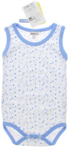 Body Neonato Spalla Larga 12/18 Mesi Bianco Stelline Bordo Azzurro Del