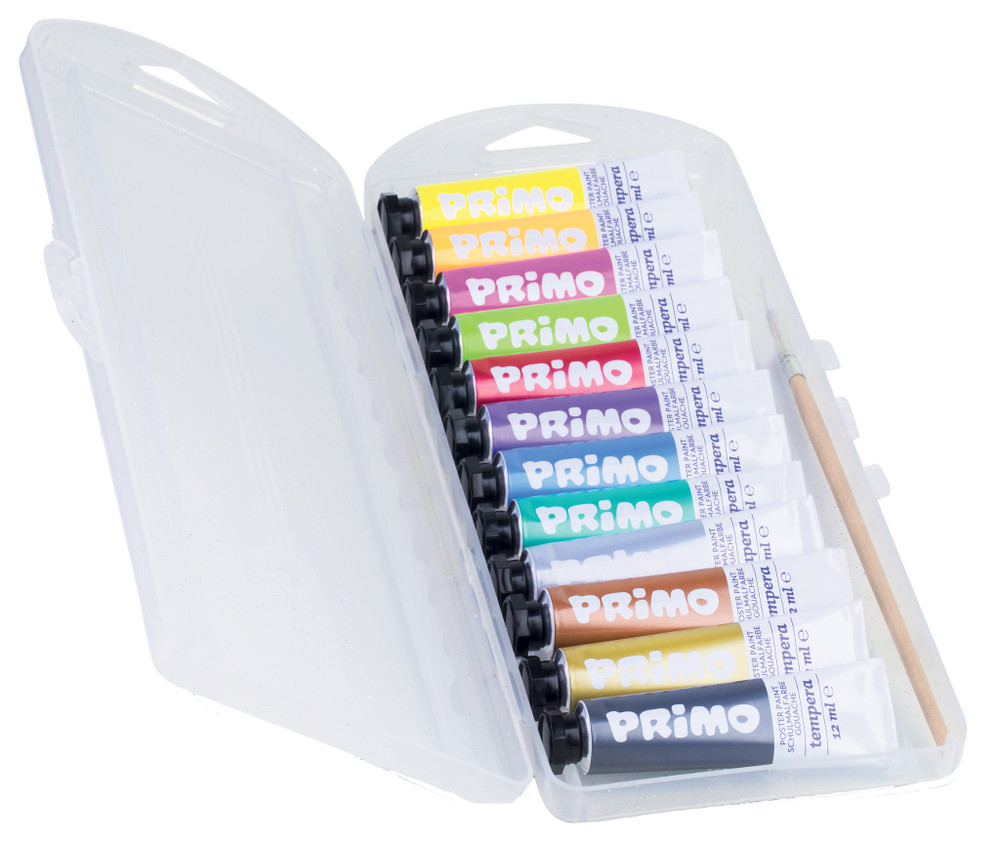 12 Tempere Colori Flash Fluo E Metal