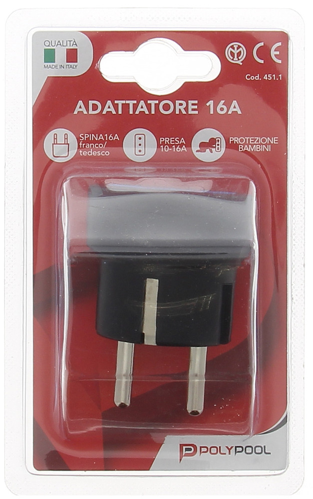 Adattatore Spina Standard Tedesco E Presa 10/16a Polypool - Foto 2