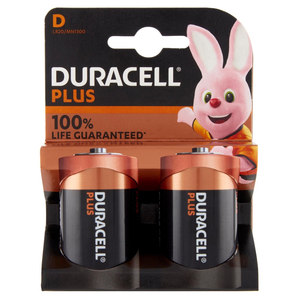 2 Pile Torcia +100% Extra Life Duracell Plus