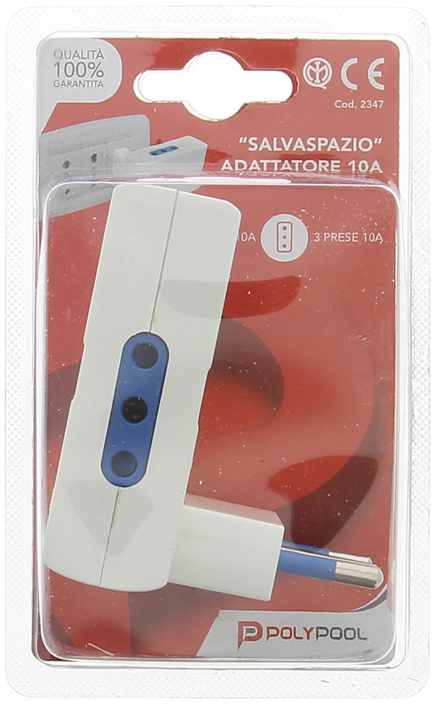 Adattatore Salvaspazio Triplo Spina 10a E 3 Prese 10a Polypool - Foto 2