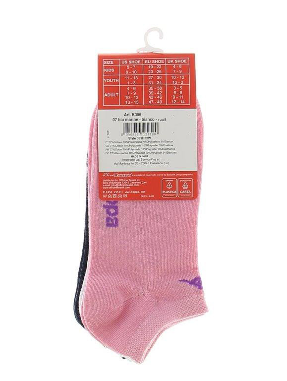 Calze Sneaker Unisex 39/41 Blu Marine Bianco Rosa Conf Da 3 Kappa - Foto 2
