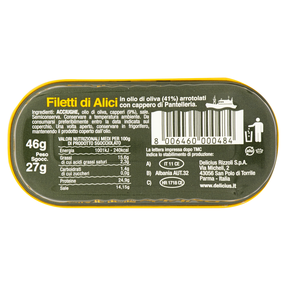 Filetti Di Alici In Olio Di Oliva Con Capperi Di Pantelleria Delicius - Foto 3