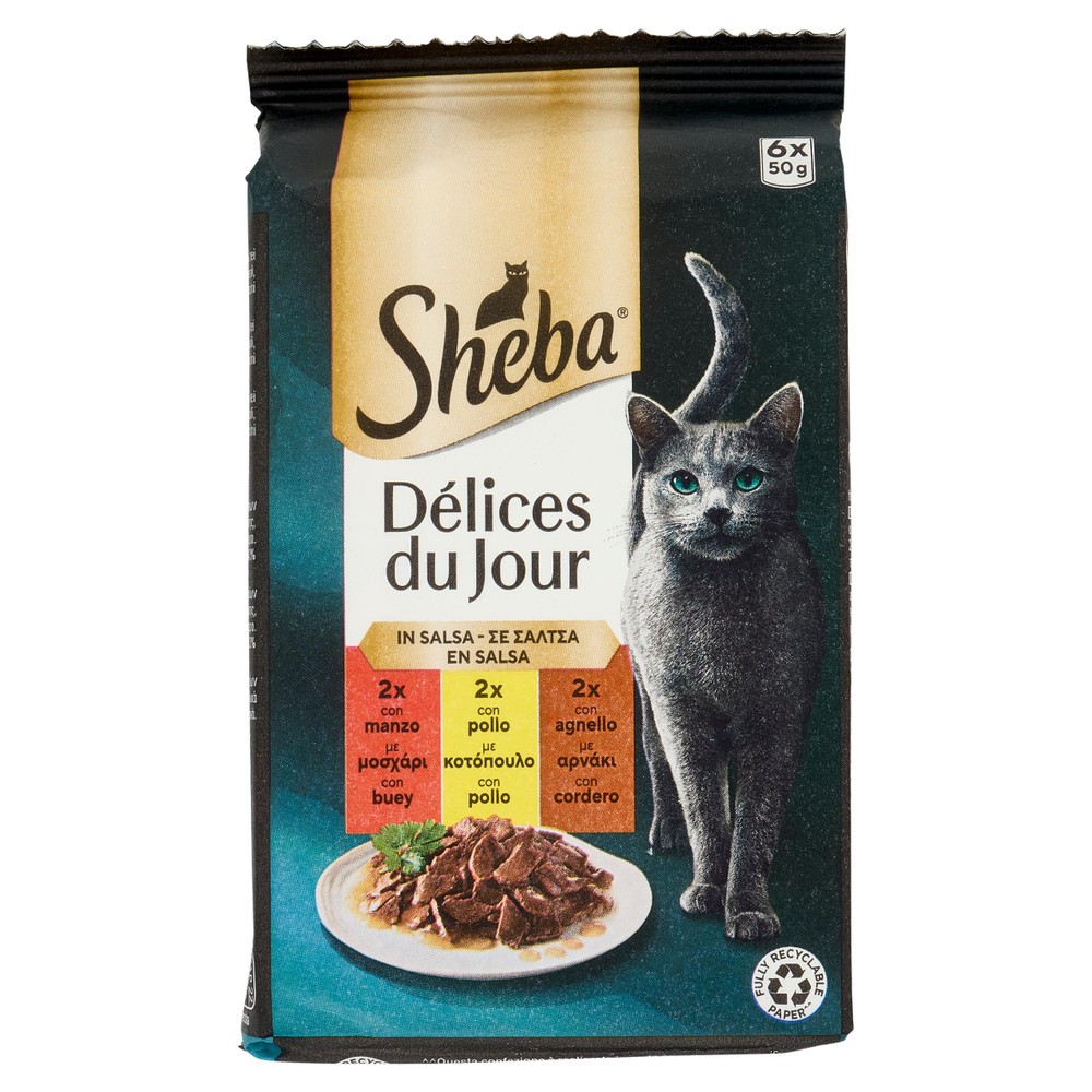 Alimento Per Gatti Delice Du Jour Manzo Pollo Agnello Sheba 6 Pz - Foto 1