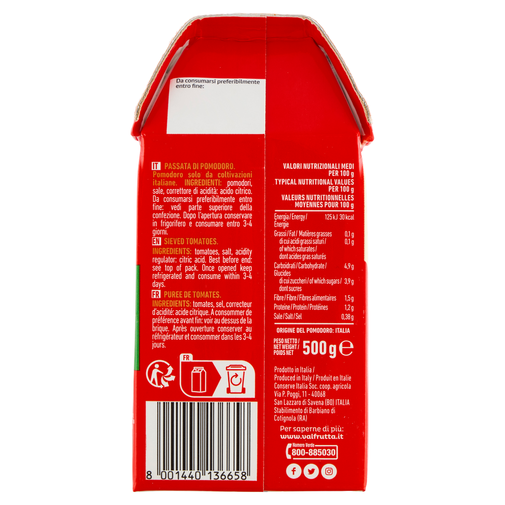 Passata Di Pomodoro Vellutata Ottenuta Al Vapore Valfrutta - Foto 3